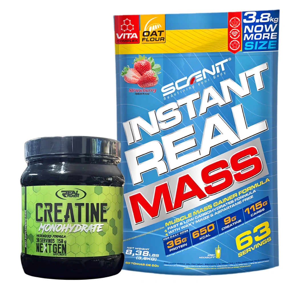 Pack Instant Real Mass 3.8 KG & Créatine Monohydrate Real Pharm 150 G