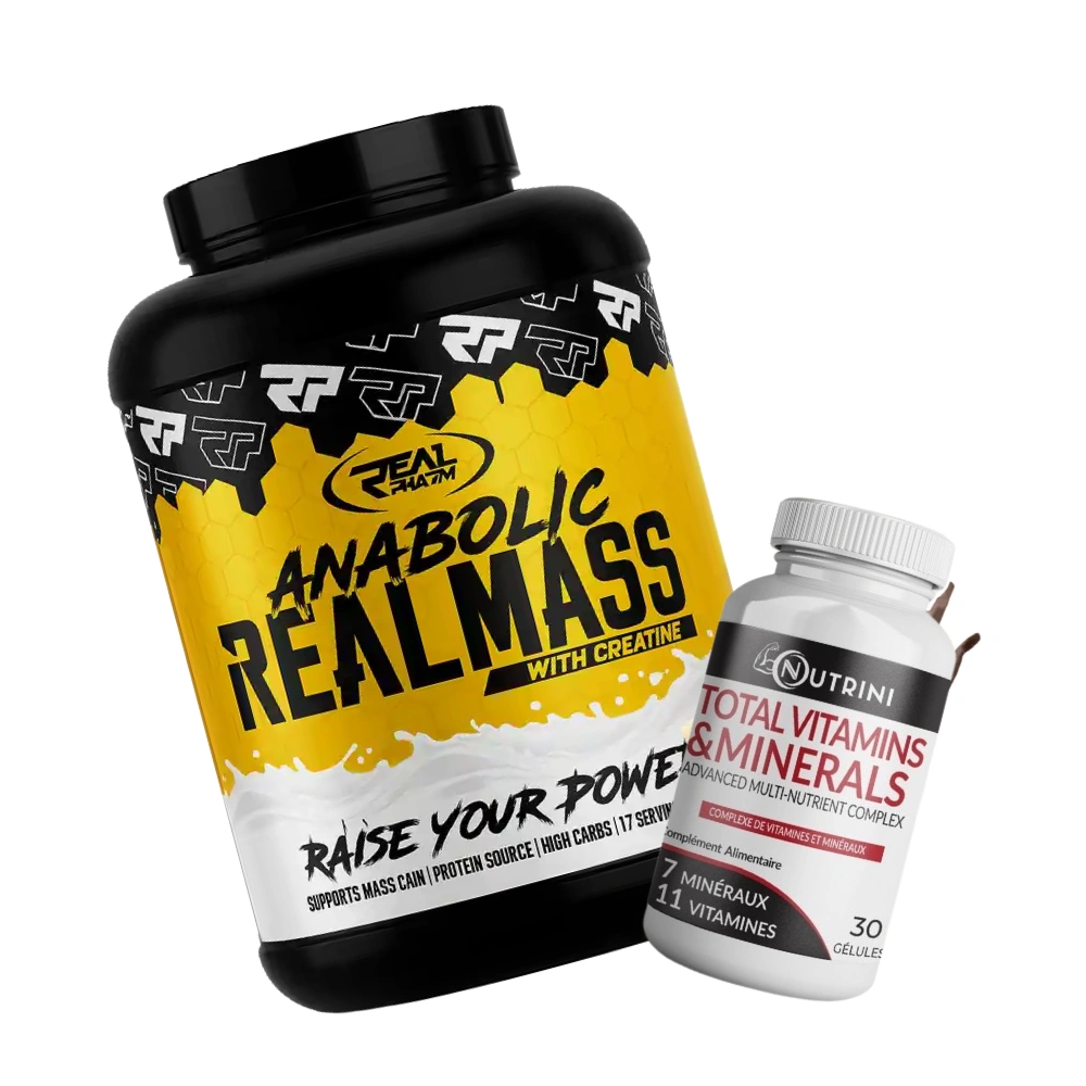 Pack : Anabolic Real Mass 3 KG & Total Vitamins & Minerals 30 capsules
