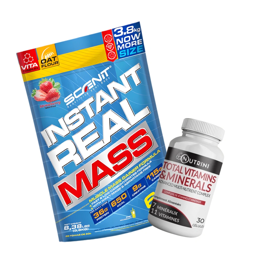 Pack : Instant Real Mass 3.8 KG & Total Vitamins & Minerals 30 capsules